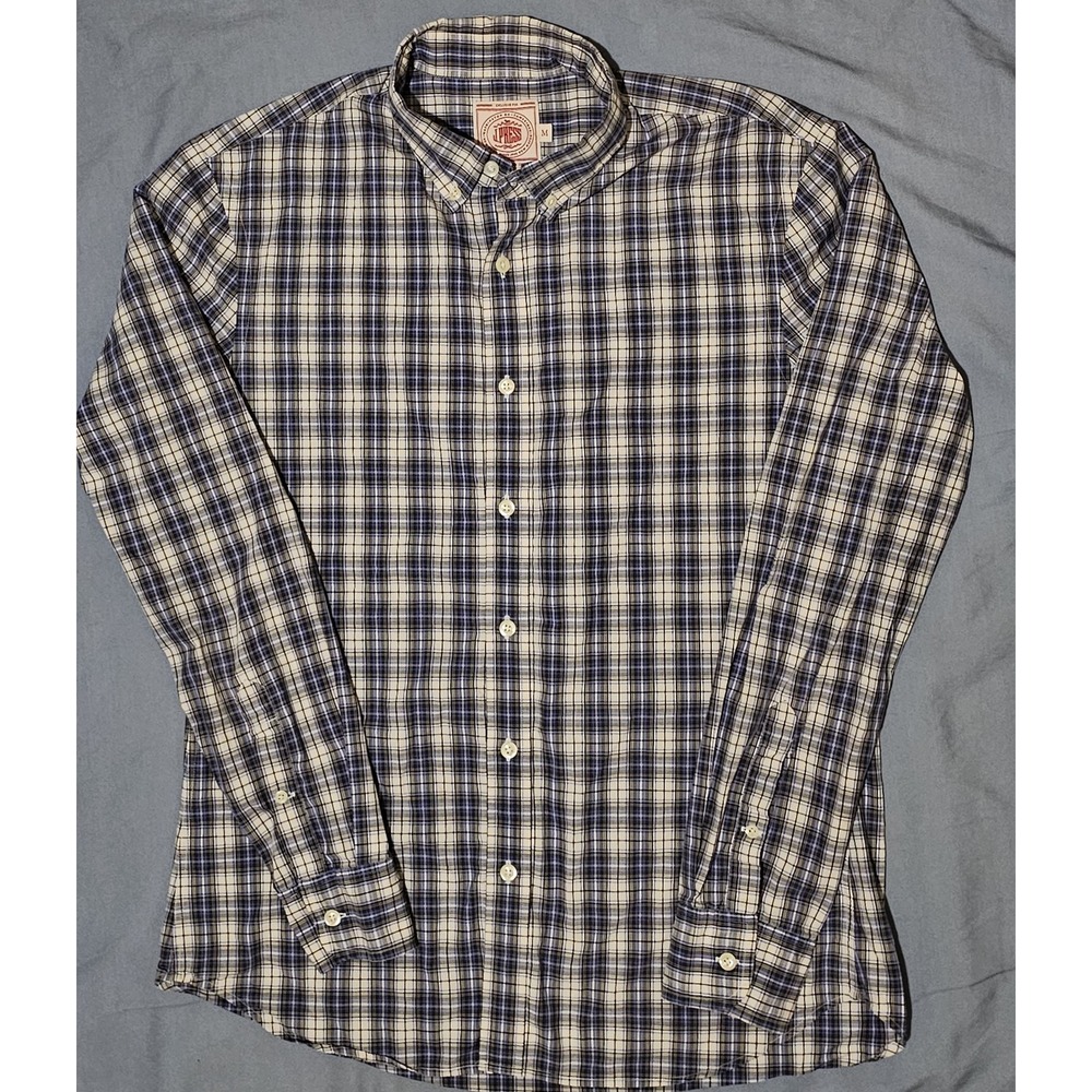 J Press Shirt Mens Medium Blue White‎ Plaid Button Down Trunk Club Cotton Casual